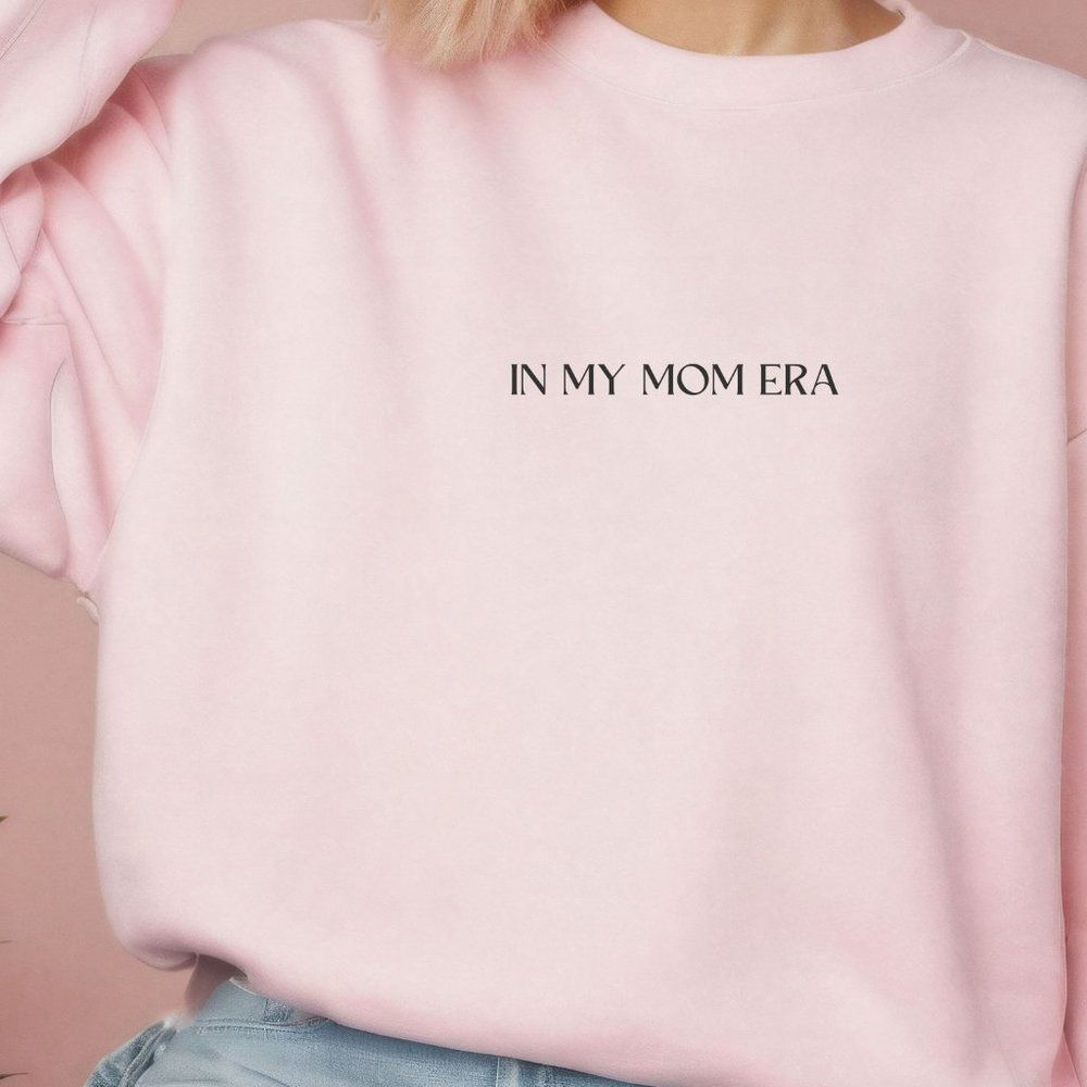 In My Mom Era Pink Long Sleeve Crewneck Unisex Sweatshirt